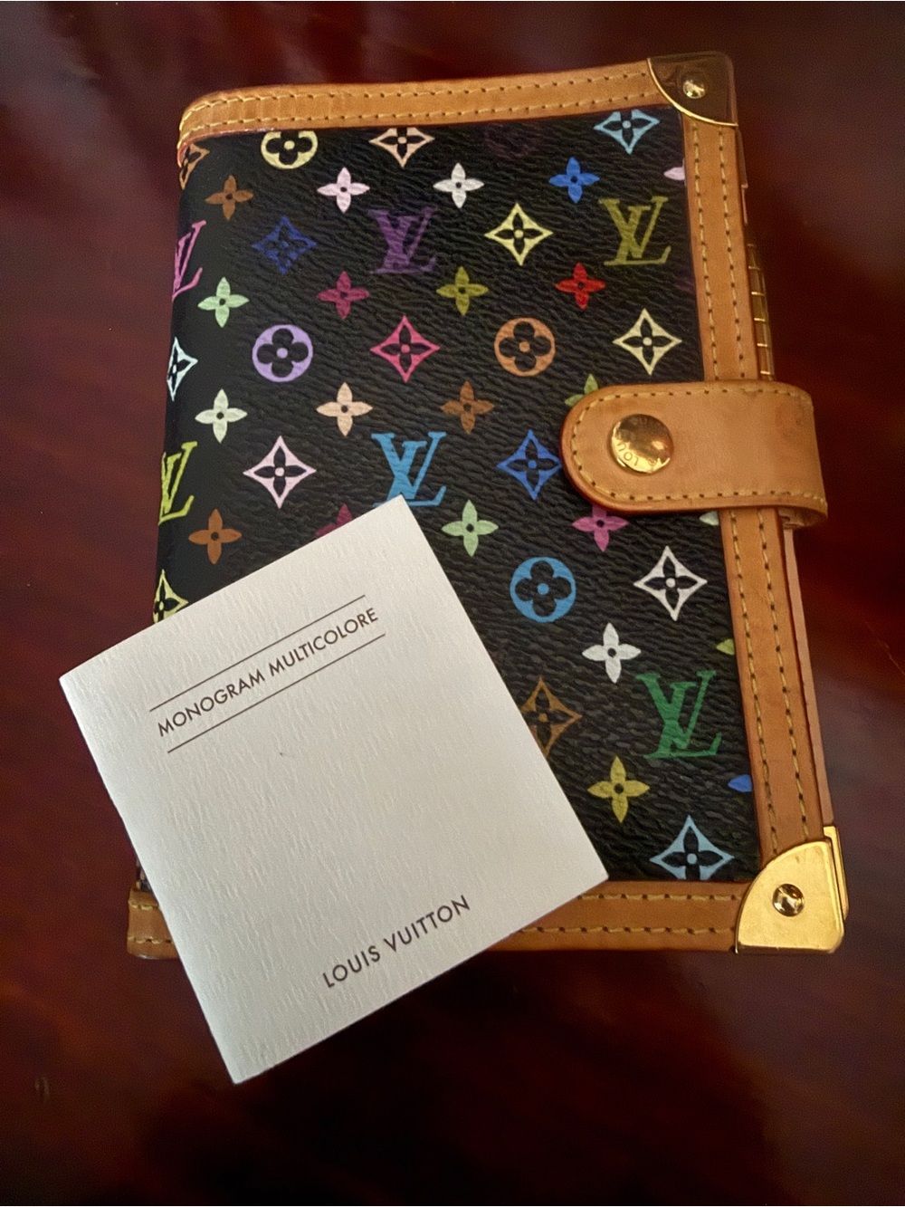 Louis Vuitton Black Murakami Multicolor Monogram small notebook, Vintage